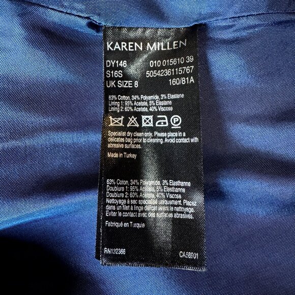 Karen Millen Floral Mini Dress Women's Navy Pockets Women's Size 4 - Picture 6 of 7